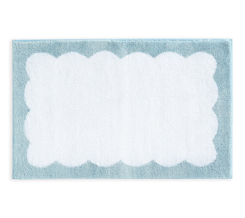 Martha Steweart Bedford Scallop White/Blue  60X22 Bath Rug — Main view