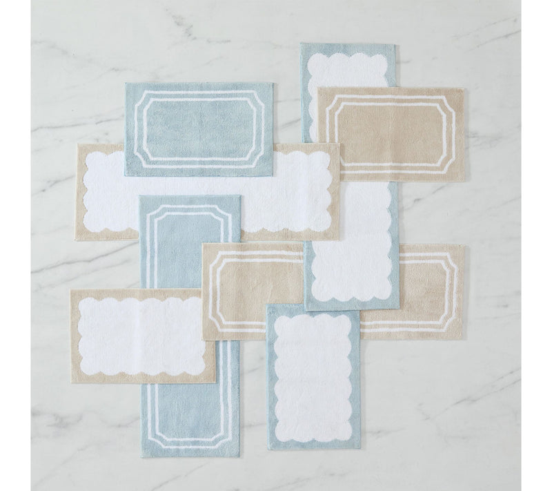 Martha Steweart Bedford Scallop White/Blue  60X22 Bath Rug — View 5