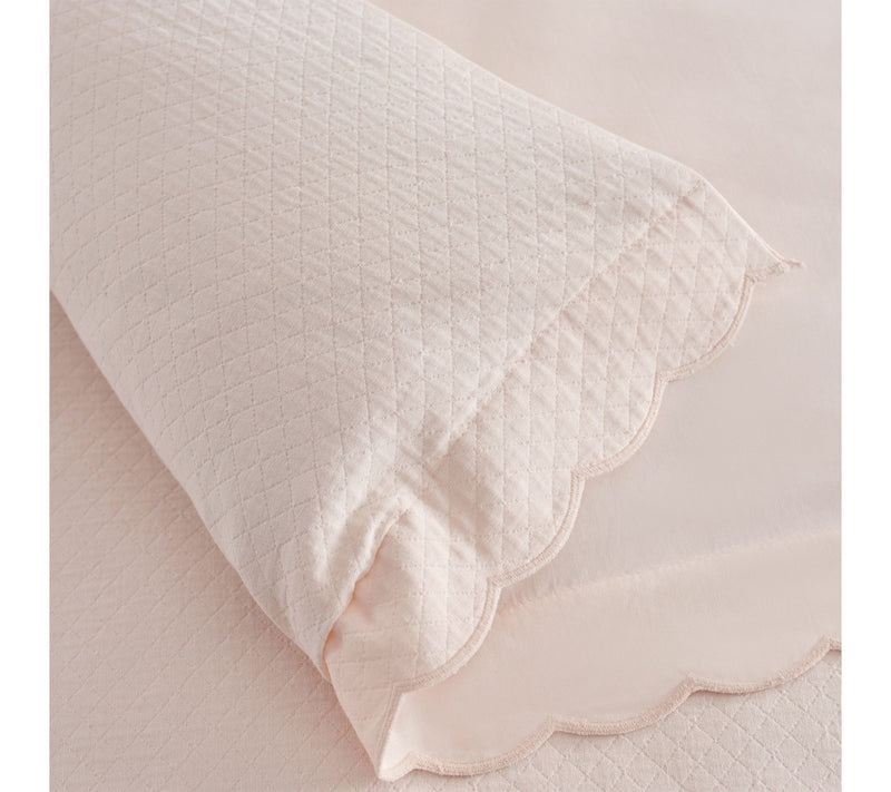 Martha Stewart Sign. Scallop Peach Cotton RichQueen Duvet Set — View 7
