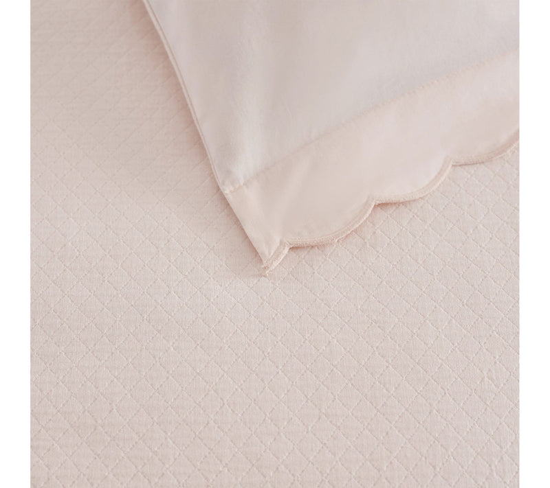 Martha Stewart Sign. Scallop Peach Cotton RichQueen Duvet Set — View 4