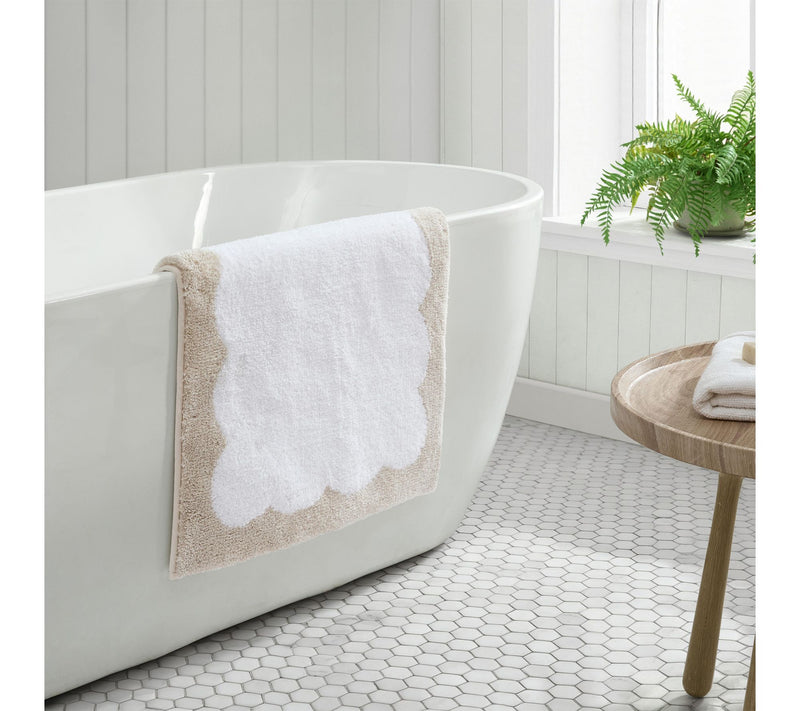 Martha Steweart Bedford Scallop White/Linen 34X21 Bath Rug — View 6
