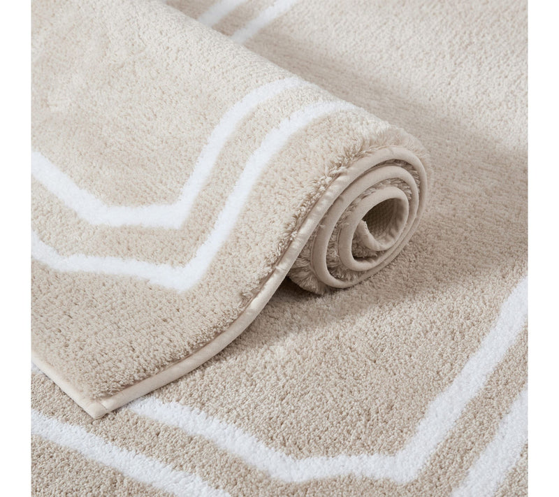 Martha Steweart Skylands Border Linen/White  34X21 Bath Rug — View 3