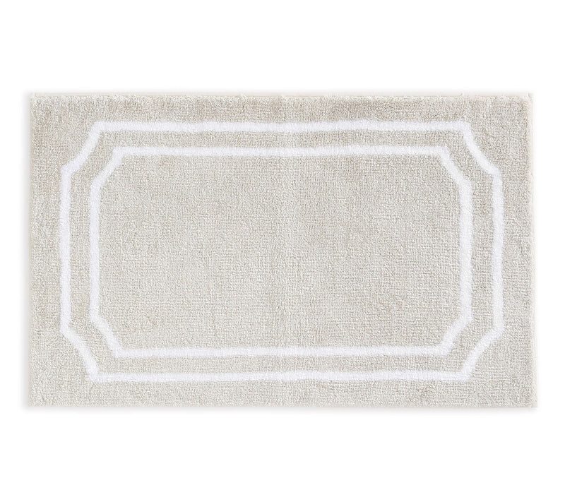 Martha Steweart Skylands Border Linen/White  34X21 Bath Rug — Main view
