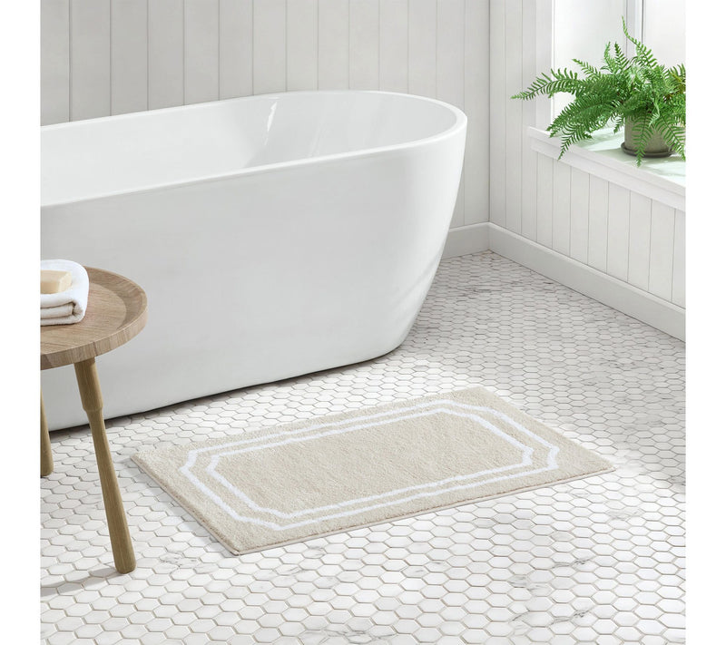Martha Steweart Skylands Border Linen/White  34X21 Bath Rug — View 2