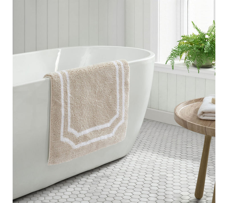 Martha Steweart Skylands Border Linen/White  34X21 Bath Rug — View 6