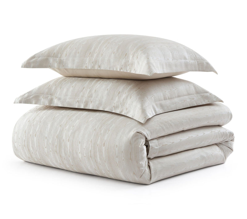 Martha Stewart Faux Bois Silver Cotton Blend Queen Duvet Set — View 2