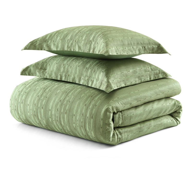 Martha Stewart Faux Bois Green Cotton Blend Queen Duvet Set — View 2