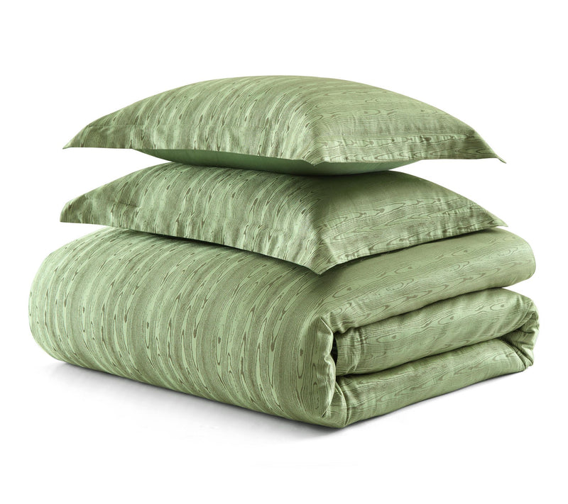 Martha Stewart Faux Bois Green Cotton Blend King Duvet Set — View 2