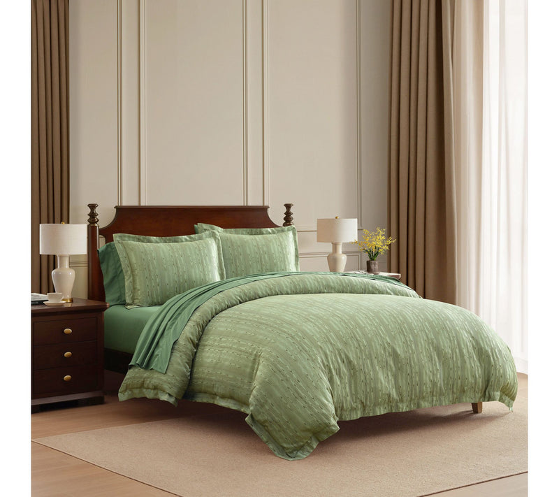 Martha Stewart Faux Bois Green Cotton Blend King Duvet Set — View 10
