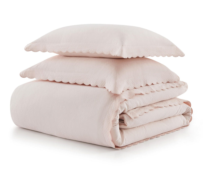 Martha Stewart Sign. Scallop P each Cotton Ric h King Duvet Se — View 2