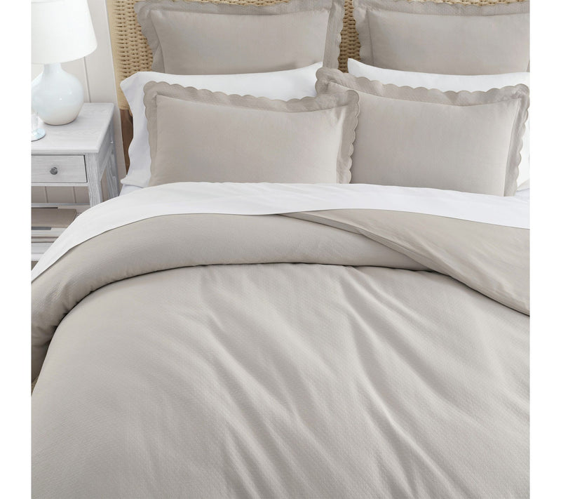 Martha Stewart Sign. Scallop Grey Cotton Rich King Duvet Set — View 3