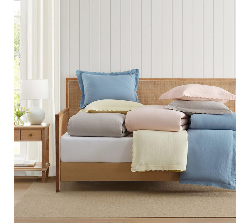 Martha Stewart Sign. Scallop Blue Cotton Rich Queen Duvet Set — View 8