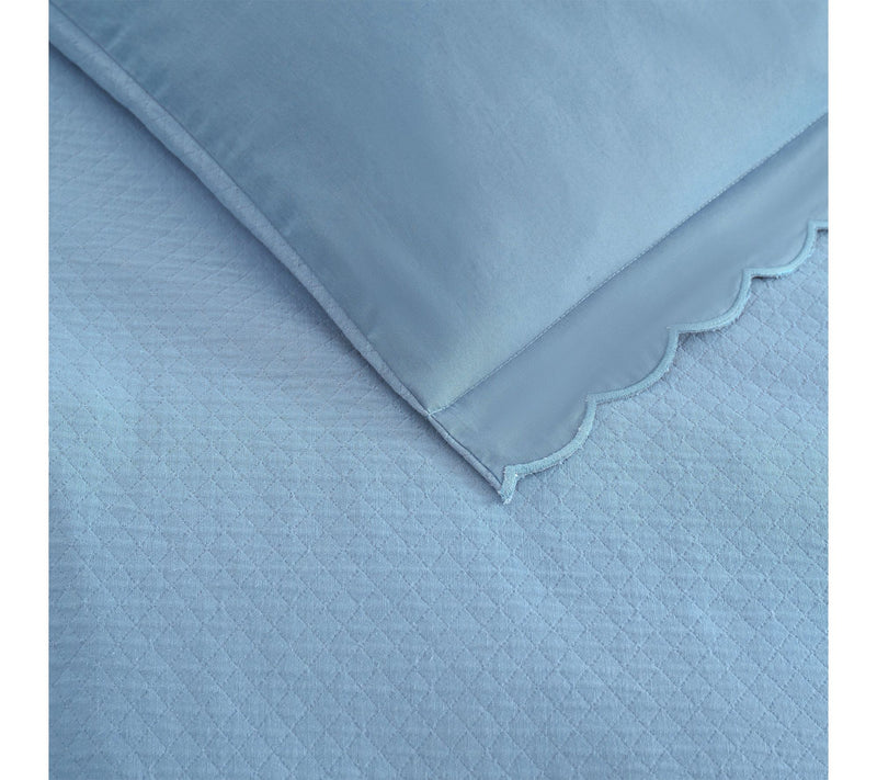 Martha Stewart Sign. Scallop Blue Cotton Rich Queen Duvet Set — View 4