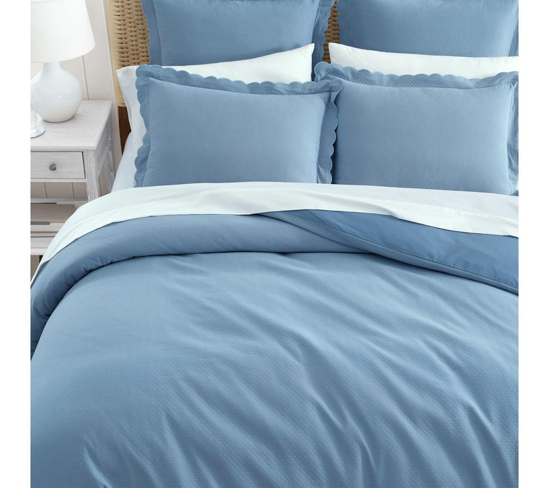 Martha Stewart Sign. Scallop Blue Cotton Rich Queen Duvet Set — View 3