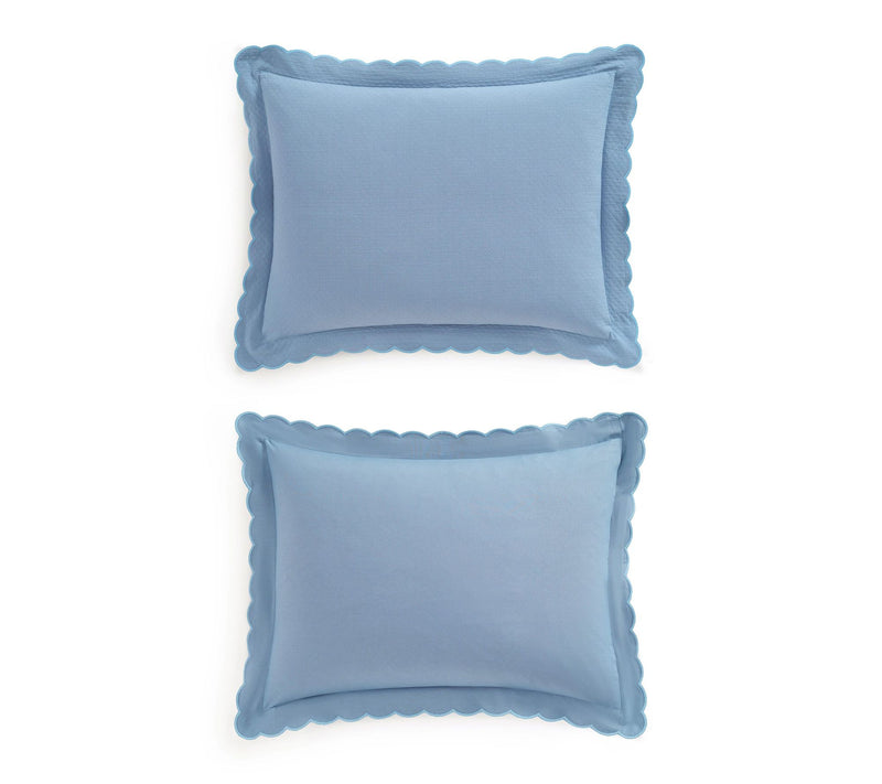 Martha Stewart Sign. Scallop Blue Cotton Rich Queen Duvet Set — View 5