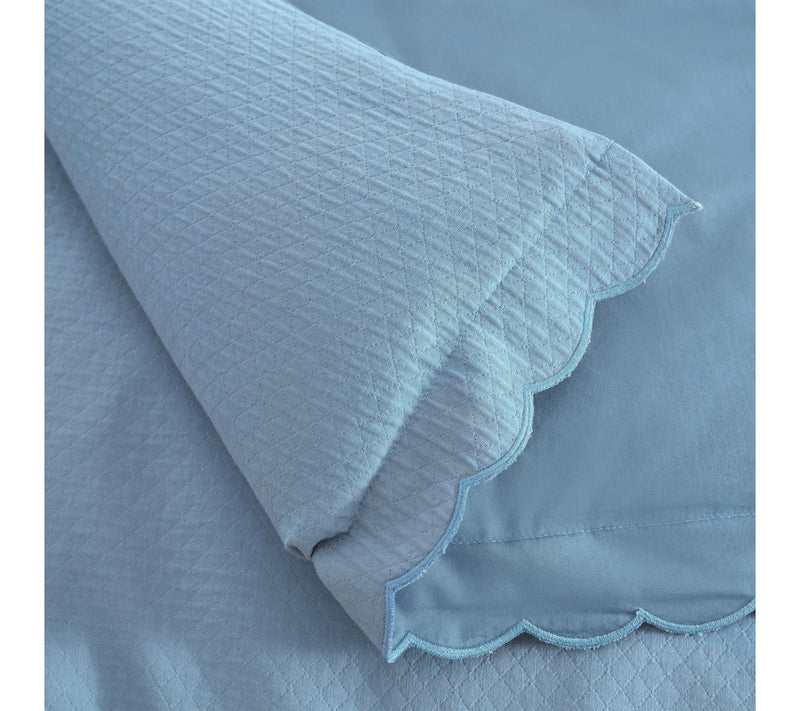 Martha Stewart Sign. Scallop Blue Cotton Rich Queen Duvet Set — View 7