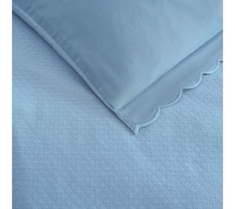 Martha Stewart Sign. Scallop Blue Cotton Rich King Duvet Set — View 4