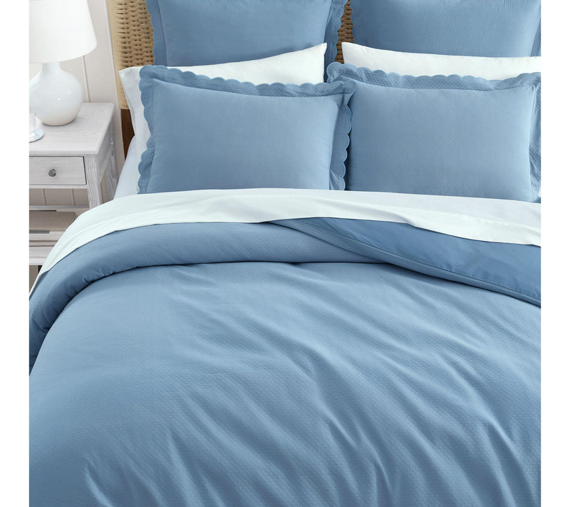 Martha Stewart Sign. Scallop Blue Cotton Rich King Duvet Set — View 3
