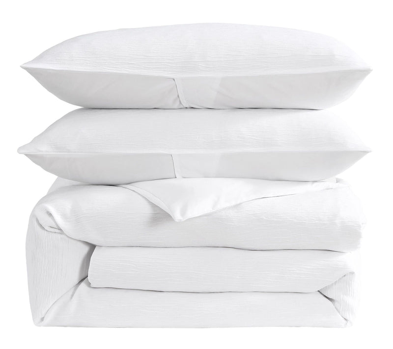 Laura Ashley Crinkle Snow White Woven Gauze Queen Duvet Set — View 2