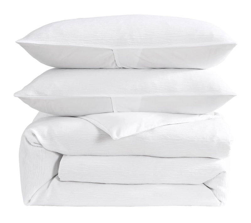 Laura Ashley Crinkle Snow White Woven Gauze King Duvet Set — View 2