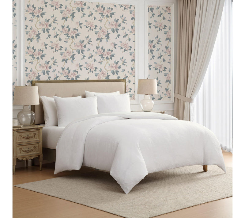 Laura Ashley Crinkle Snow White Woven Gauze King Duvet Set — Main view