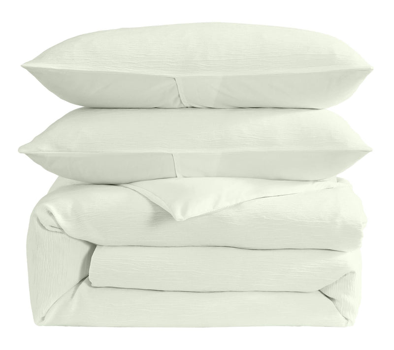 Laura Ashley Crinkle Green Woven Gauze Queen Duvet Set — View 2