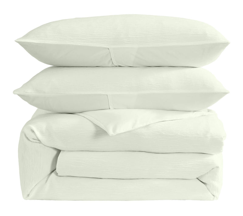 Laura Ashley Crinkle Green Woven Gauze King Duvet Set — View 2
