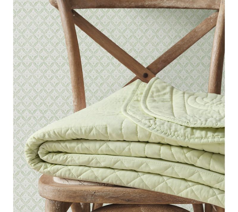 Martha Stewart Vintage Scallop Light Green Cotton King Quilt S — View 8