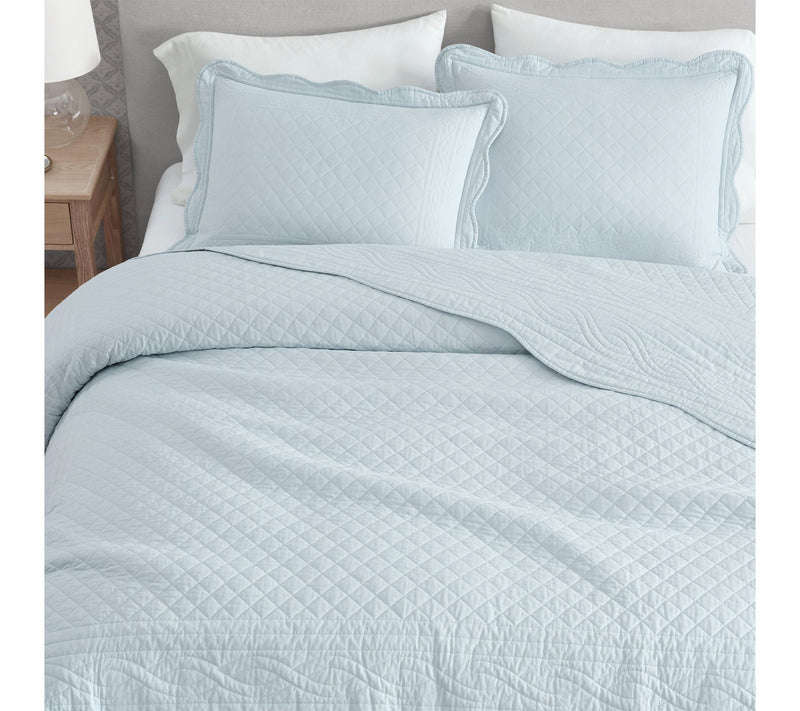Martha Stewart Vintage Scallop Blue Cotton Tw in Quilt Set — View 3
