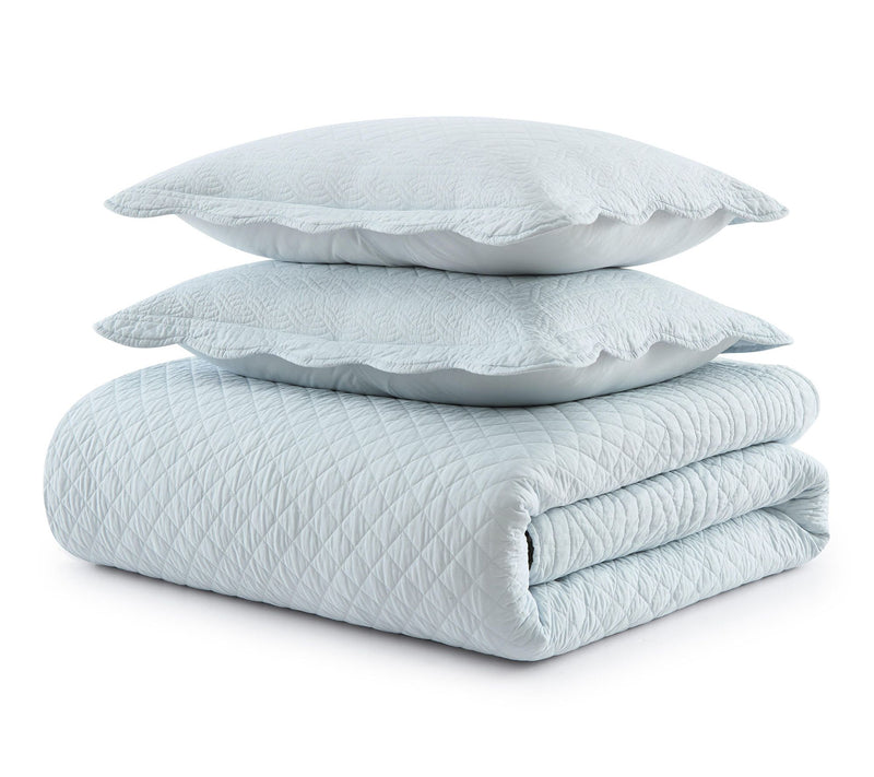 Martha Stewart Vintage Scallop Blue Cotton Tw in Quilt Set — View 2