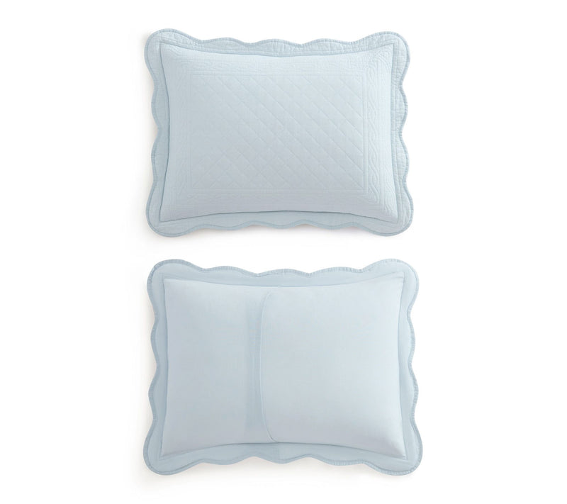 Martha Stewart Vintage Scallop Blue Cotton Queen Quilt Set — View 5