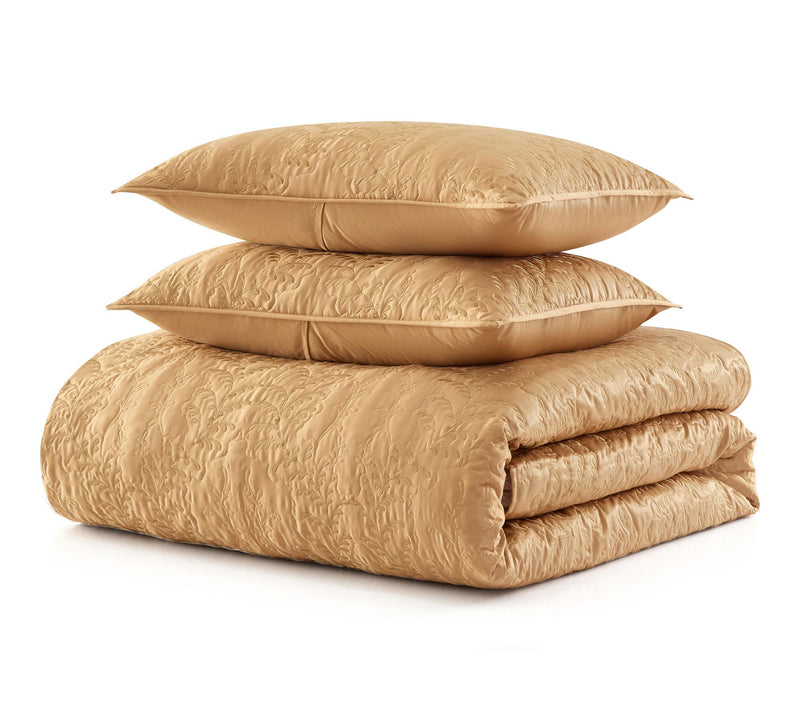 Martha Stewart Fern Embroidery Gold Medal Sateen King Quilt Se — View 2