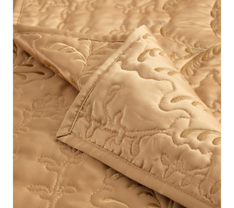Martha Stewart Fern Embroidery Gold Medal Sateen King Quilt Se — View 7