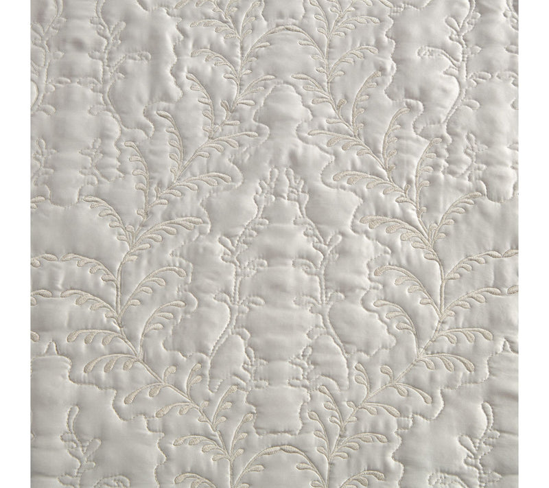 Martha Stewart Fern Embroidery Grey Sateen Queen Quilt Set — View 6