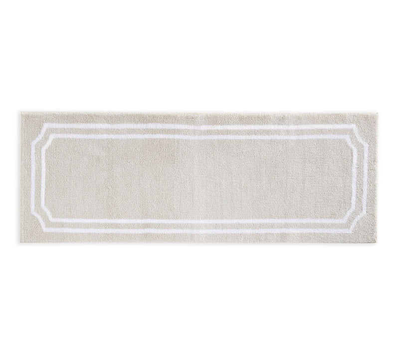 Martha Steweart Skylands Border Linen/White 60X22 Bath Rug — Main view