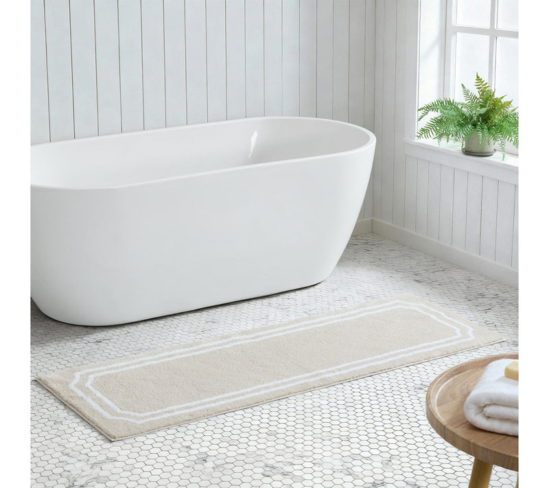 Martha Steweart Skylands Border Linen/White 60X22 Bath Rug — View 2