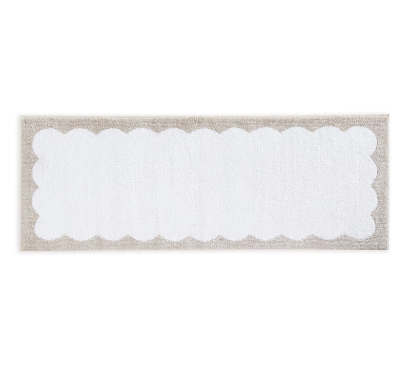 Martha Steweart Bedford Scallop White/Linen 60X22 Bath Rug — Main view