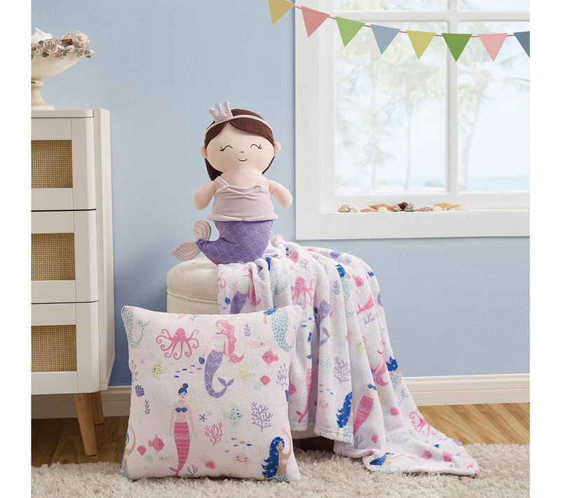 Olivia & Finn 3-Piece Mermaid Throw and Decorative Pillow Set — View 5