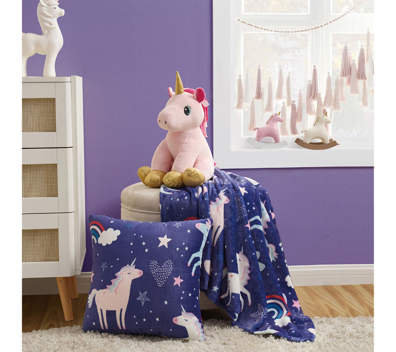 Olivia & Finn 3-Piece Unicorn Throw and Decorative Pillow Set — View 5