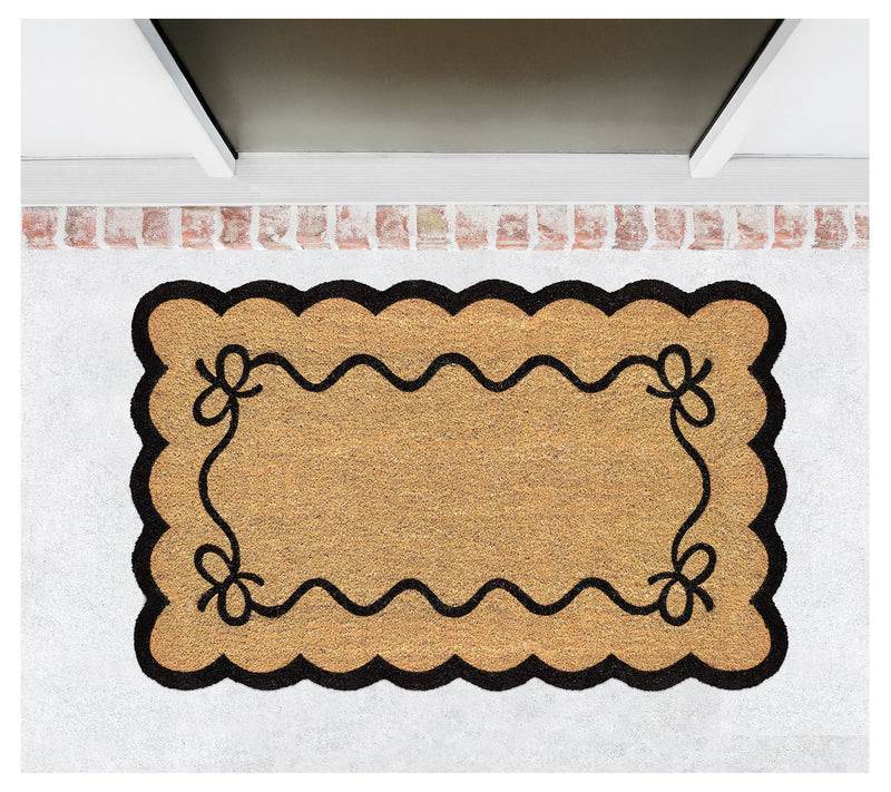 VCNY Home Black Bow Scalloped Edge Coir Doormat, 30" x 48" — View 4