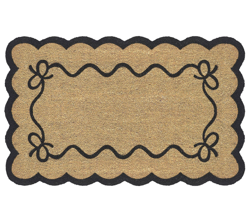VCNY Home Black Bow Scalloped Edge Coir Doormat, 30" x 48" — Main view