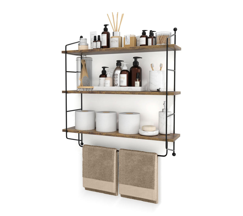Sorbus 3-Tier Floating Bathroom Shelves for Wall, Wood Storage — View 11