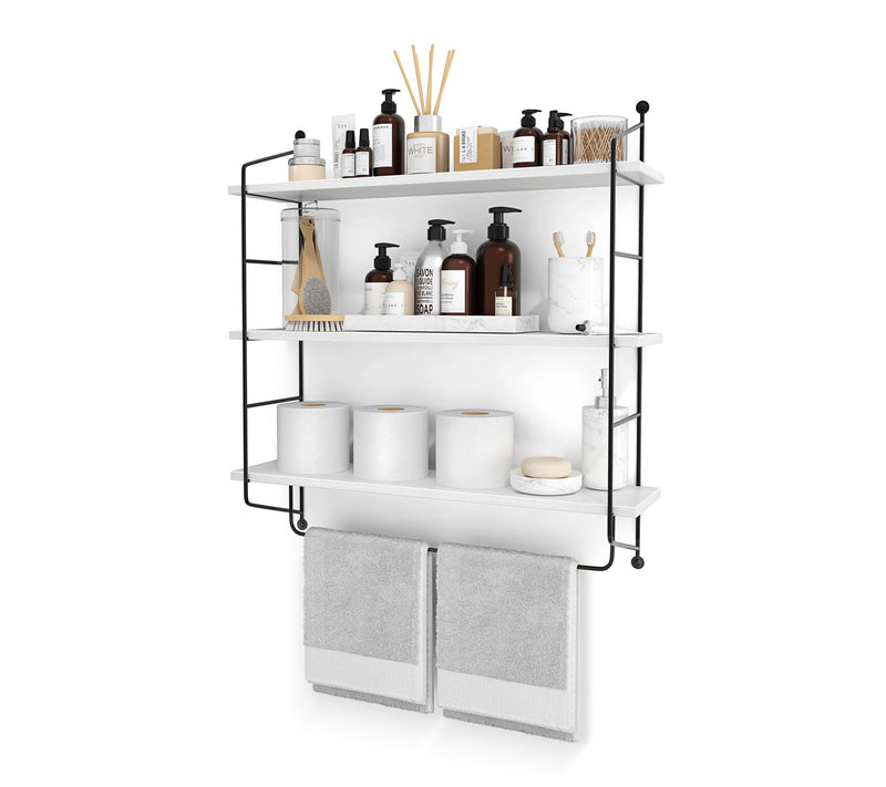 Sorbus 3-Tier Floating Bathroom Shelves for Wall, Wood Storage — View 12