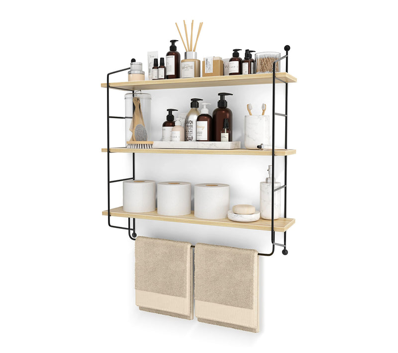 Sorbus 3-Tier Floating Bathroom Shelves for Wall, Wood Storage — View 13