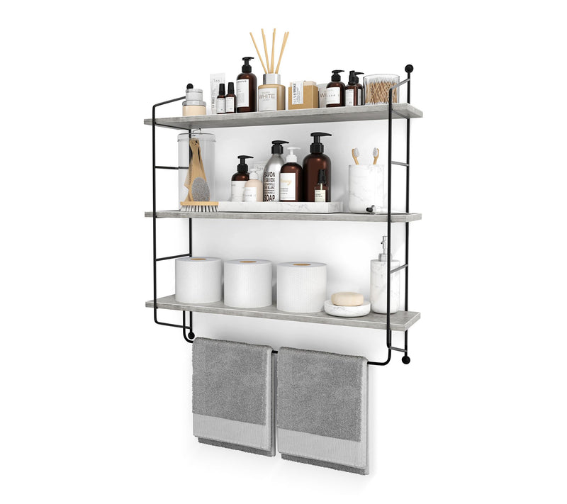 Sorbus 3-Tier Floating Bathroom Shelves for Wall, Wood Storage — View 14