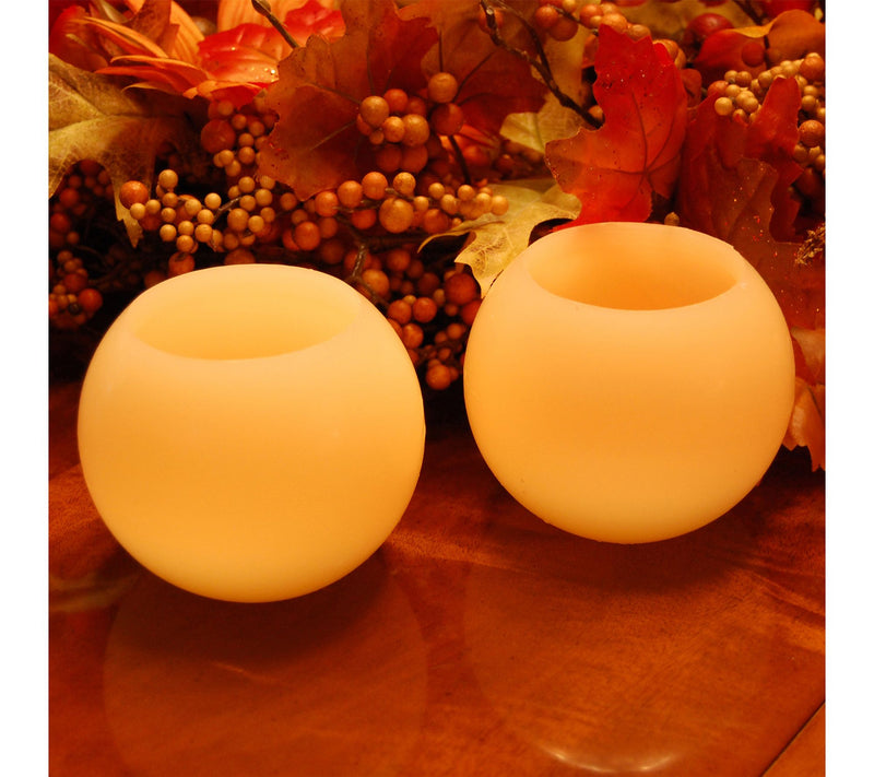 LumaBase Battery-Operated Round Wax LED Candles- Set of 2 — View 3