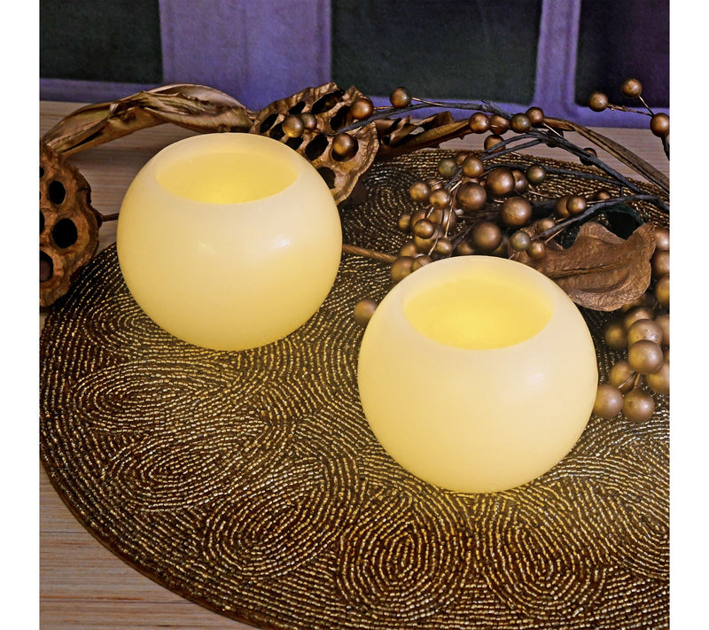 LumaBase Battery-Operated Round Wax LED Candles- Set of 2 — View 2
