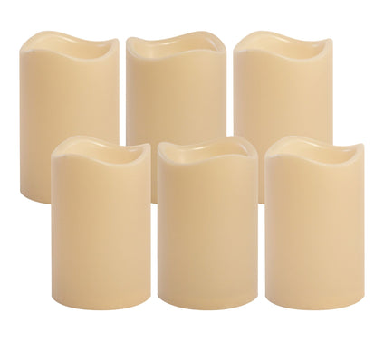 LumaBase Battery-Operated LED Pillar Candles- Set of 6