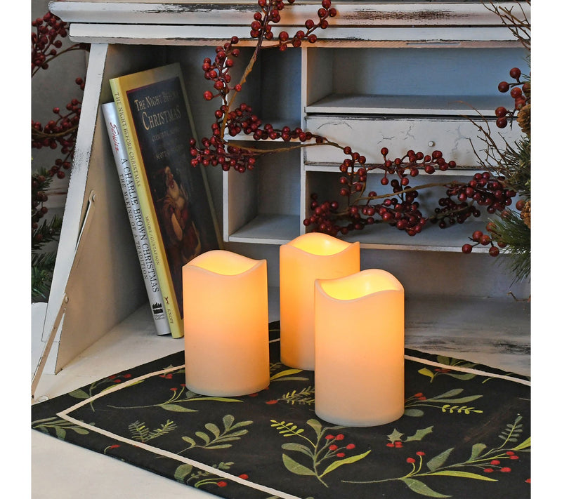 LumaBase Battery-Operated LED Pillar Candles- Set of 3 — Main view