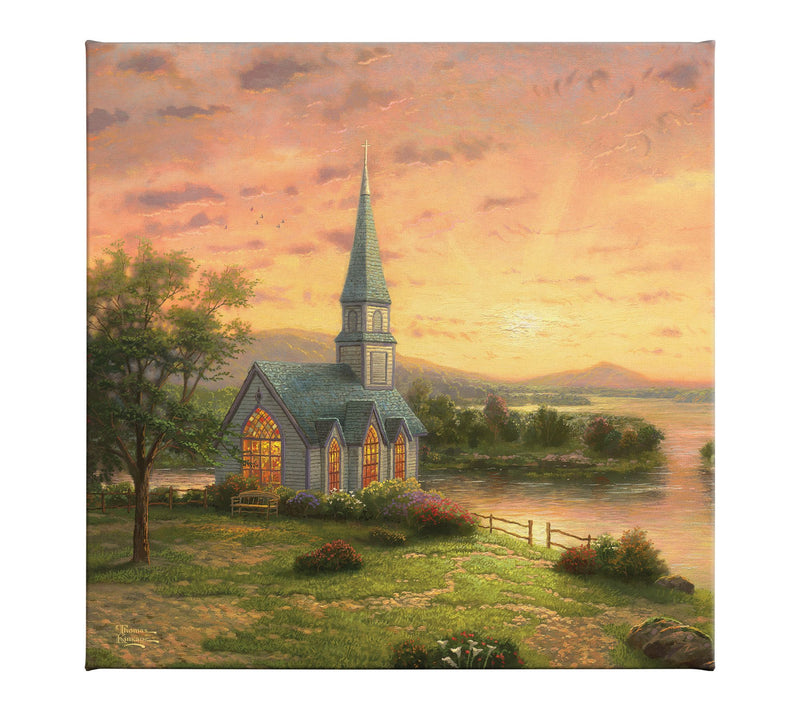 Thomas Kinkade Sunrise Chapel 14x14 Gallery Wrap — Main view